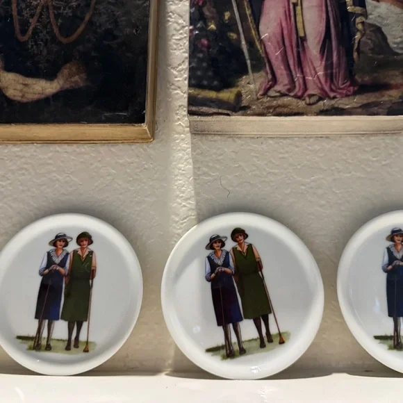 Vintage Ceramic Woman’s Golf Theme Coasters - Picture 5 of 7